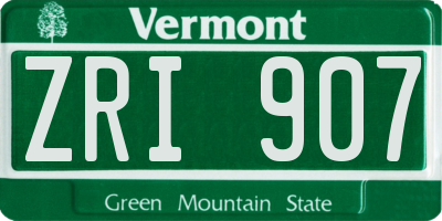 VT license plate ZRI907