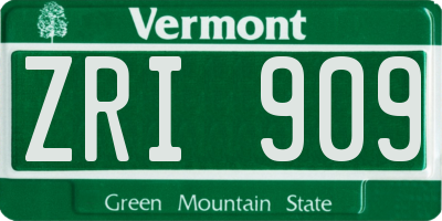 VT license plate ZRI909