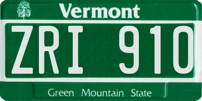 VT license plate ZRI910