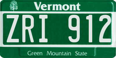 VT license plate ZRI912