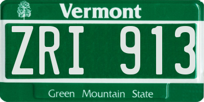VT license plate ZRI913