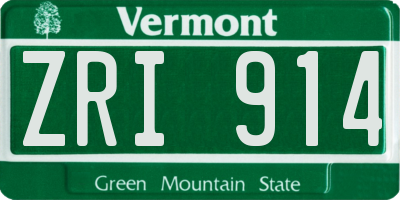 VT license plate ZRI914