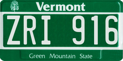 VT license plate ZRI916