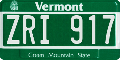 VT license plate ZRI917