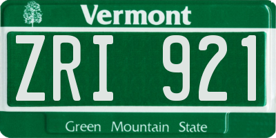 VT license plate ZRI921