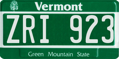 VT license plate ZRI923