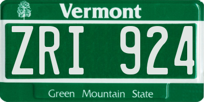 VT license plate ZRI924