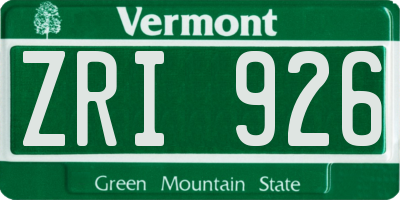 VT license plate ZRI926