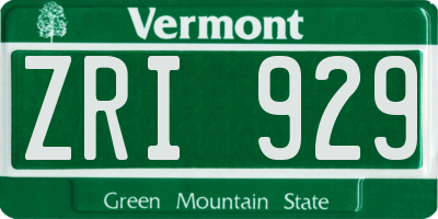 VT license plate ZRI929