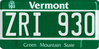 VT license plate ZRI930