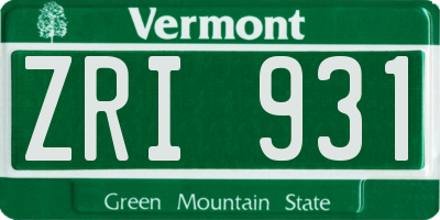 VT license plate ZRI931