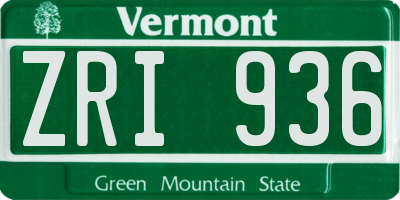 VT license plate ZRI936