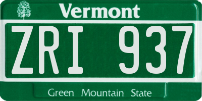 VT license plate ZRI937