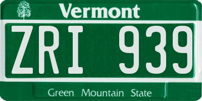 VT license plate ZRI939