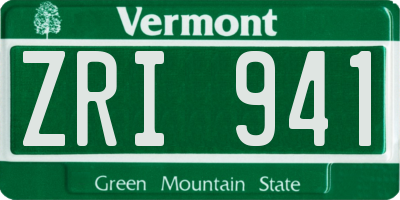 VT license plate ZRI941