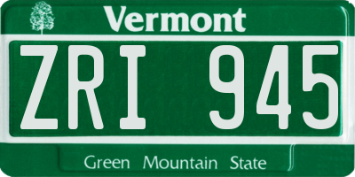 VT license plate ZRI945