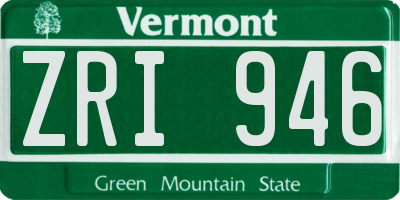 VT license plate ZRI946