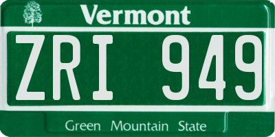 VT license plate ZRI949