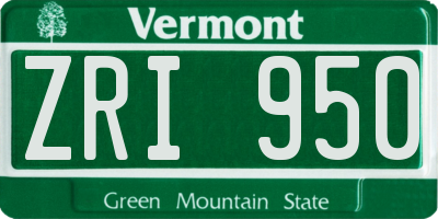VT license plate ZRI950