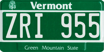 VT license plate ZRI955