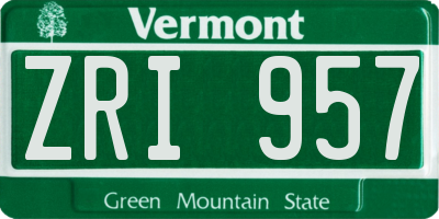VT license plate ZRI957