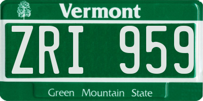 VT license plate ZRI959