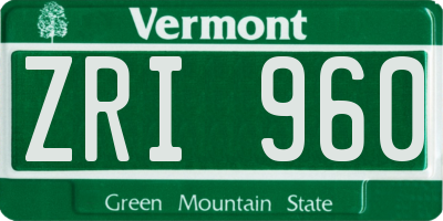 VT license plate ZRI960