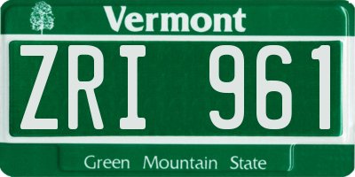 VT license plate ZRI961