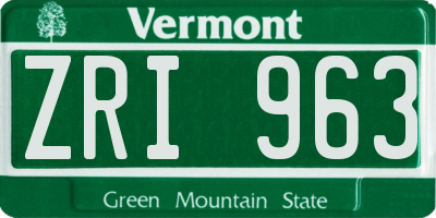 VT license plate ZRI963