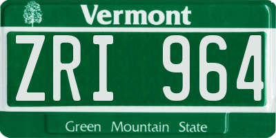 VT license plate ZRI964