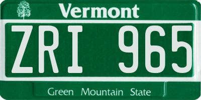 VT license plate ZRI965