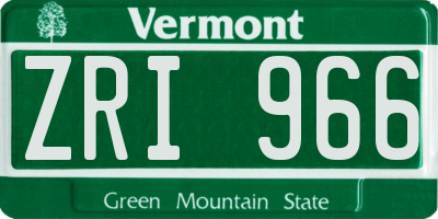 VT license plate ZRI966
