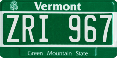VT license plate ZRI967