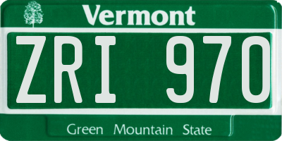 VT license plate ZRI970