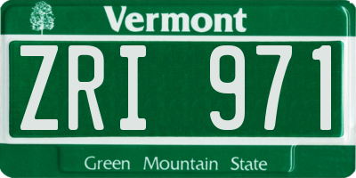 VT license plate ZRI971