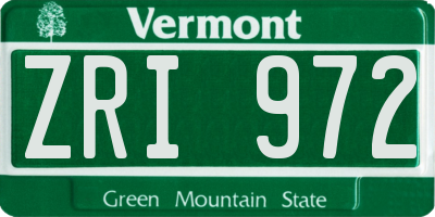 VT license plate ZRI972