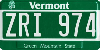 VT license plate ZRI974