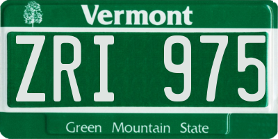 VT license plate ZRI975