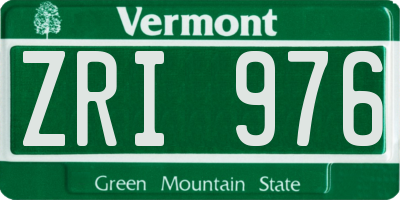 VT license plate ZRI976