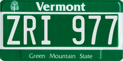 VT license plate ZRI977