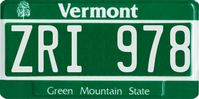 VT license plate ZRI978