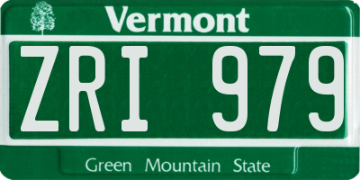 VT license plate ZRI979