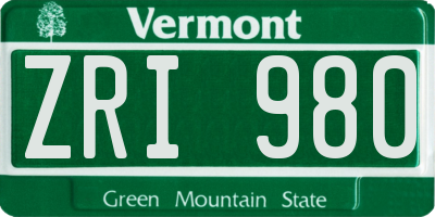 VT license plate ZRI980