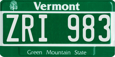 VT license plate ZRI983