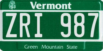 VT license plate ZRI987
