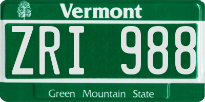 VT license plate ZRI988