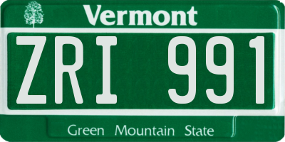 VT license plate ZRI991