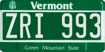 VT license plate ZRI993