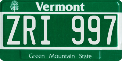 VT license plate ZRI997