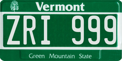 VT license plate ZRI999